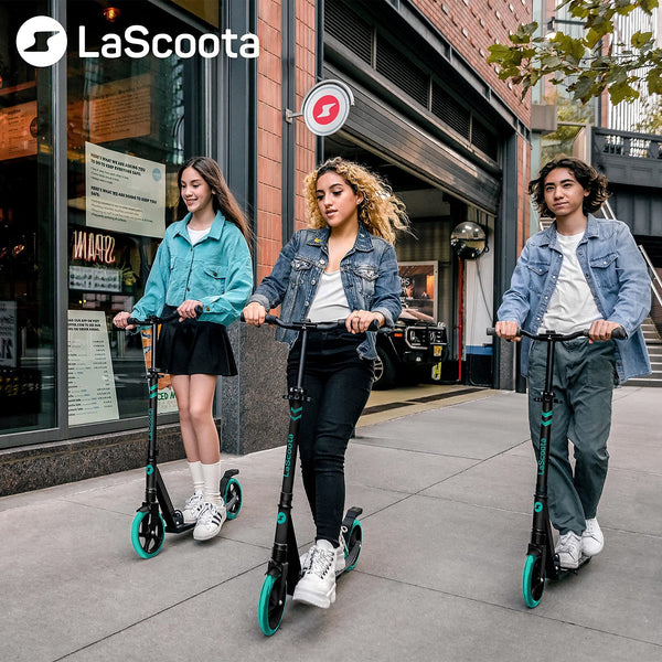 LaScoota Kick Scooter for Adults & Teens. Perfect for Youth 12 Years and Up and Men & Women Lightweight Foldable Adult Scooter with Large 8” Wheels 220lbs