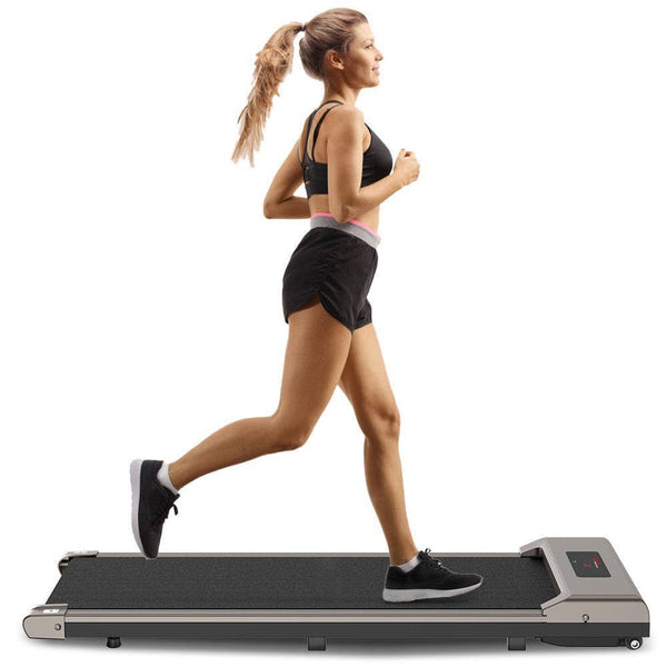 HomeFitnessCode Space Saving Motorised Treadmill Walking Running Machine With LCD Display Grey